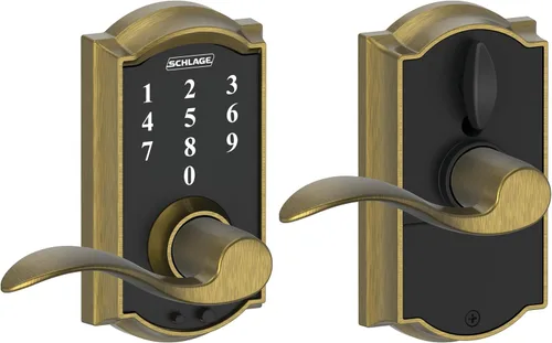 Miniatura 18 de Schlage - Cerradura táctil Camelot con picaporte Accent, cerradura de entrada electrónica sin llave (bronce envejecido, FE695 CAM 716 ACC)