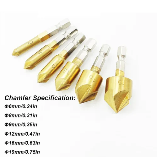Miniatura 4 de 26 herramientas de perforación de chaflán para carpintería, incluyendo brocas avellanadas, cortador de enchufe de madera, broca escalonada, punzón