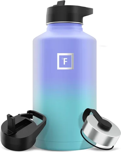 Miniatura 11 de IRON °FLASK Frasco de hidratación para acampar y senderismo con pajilla, botella de agua deportiva de acero inoxidable con aislamiento de boca Dark