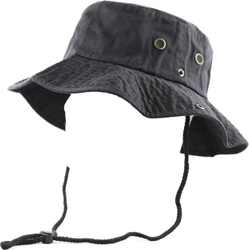 Miniatura 4 de The Hat Depot - Sombrero de safari, de algodón lavado a la piedra, de ala ancha, plegable, doble cara y sombrero de pesca