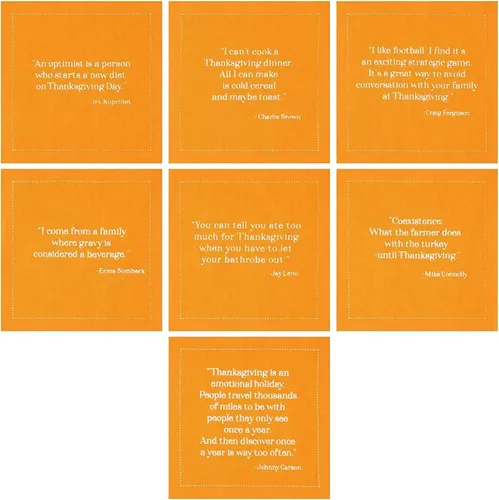Miniatura 4 de Five Star Napkins Servilletas con citas de Acción de Gracias, naranja, marrón y rojo, 4.5 x 4.5 pulgadas, 100% algodón, paquete de 50