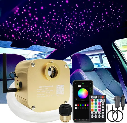 AKEPO Luces de fibra óptica de control de aplicación RGBW de 16 W, activadas por música, 430 piezas de 9.8 pies/9.8 ft (0.03+0.04+0.06 pulgadas)