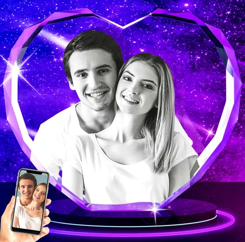 Foto de cristal 3D, regalos únicos personalizados con tu propia foto para él/ella, mamá, papá, mujeres, hombres, imagen grabada con láser 3D, imagen