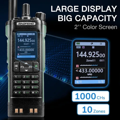 Miniatura 8 de BAOFENG UV-32 Radio de Radioaficionado Portátil de 10W, Radio Bidireccional de Largo Alcance Multibanda con GPS, Chirp y Aplicación Inalámbrica