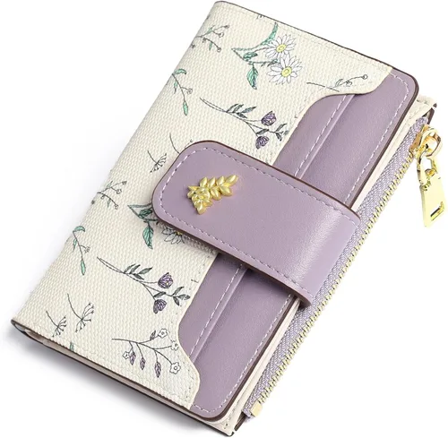 Miniatura 14 de GAEKEAO Billeteras pequeñas para mujer, con bloqueo RFID, de cuero, plegable, con cremallera, bolsillo para tarjetas de crédito, con ventana