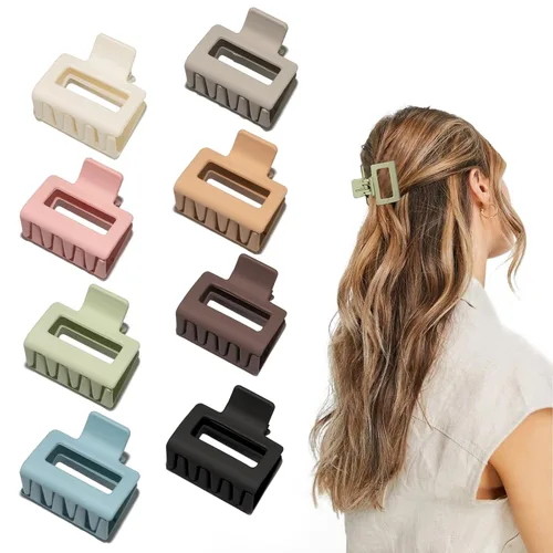 Miniatura 12 de Pinzas de garra para cabello para mujeres y niñas, pinzas cuadradas mate de 2" para cabello fino o grueso, pinzas antideslizantes para el cabello