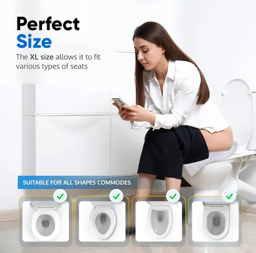 Miniatura 2 de Fundas Desechables para Asiento de Inodoro que se Pueden Tirar por el Inodoro, Paquete de Viaje de 50 XL - Fundas Desechables para Asiento