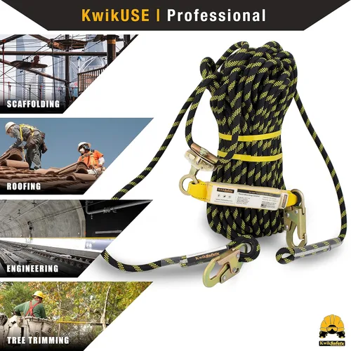 Miniatura 6 de KwikSafety - Charlotte, NC - TSUNAMI [Cuerda trenzada premium] Línea de vida vertical ANSI OSHA Agarre de cuerda con mosquetón amortiguador de 1