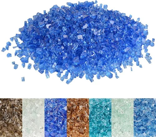 Miniatura 10 de Skyflame Vidrio de fuego de alto brillo de 10 libras para hoyo de fuego, chimenea y paisajismo (1/2 pulgada, azul aguamarina)