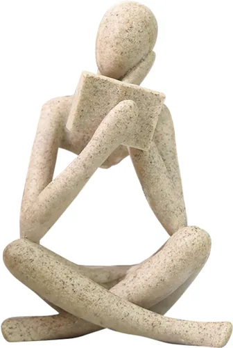 Miniatura 21 de Estatua de mujer de lectura, esculturas de pensador, adorno de arte abstracto, decoración de figura estética moderna, adecuada para el hogar, sala