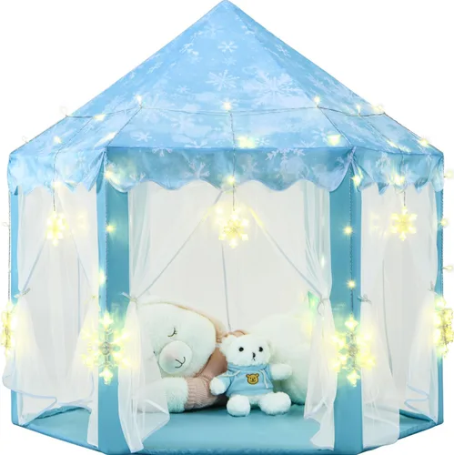 Miniatura 6 de Tienda de campaña de princesa púrpura para niñas, tienda de campaña para niños con luces LED de estrellas pequeñas, tienda de casa