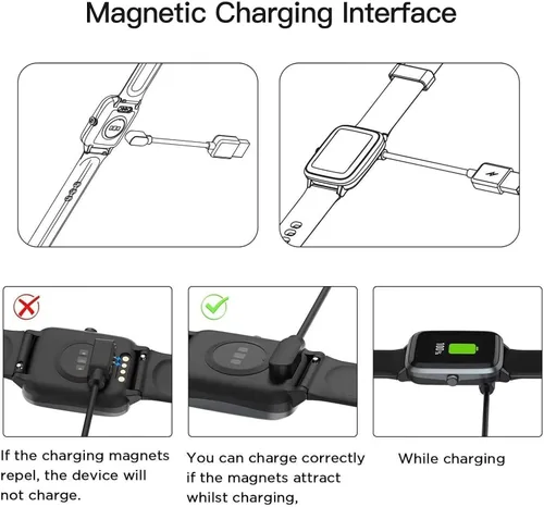 Miniatura 7 de Paquete de 2 cargadores de reloj inteligente con cable de carga de datos USB universal de 2 pines, cargador magnético compatible