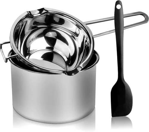 Miniatura 8 de Juego de ollas de doble caldera, caldera doble de 40.6 fl oz, olla de acero inoxidable de 94.7 fl oz con espátula de silicona para derretir