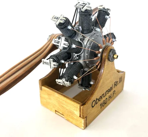 Miniatura 2 de Model Airways Oberursel UR III - Kit de modelo de motor de avión de madera de tilo y metal a escala 1:16 para montar, fabricado en Estados Unidos