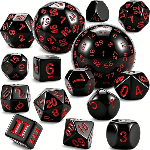 Miniatura 8 de CiaraQ DND - Juego de dados poliédricos (15 piezas) D4-D100 con bolsa de dados para juegos de mesa de rol de Calabozos y Dragones (negro y azul)