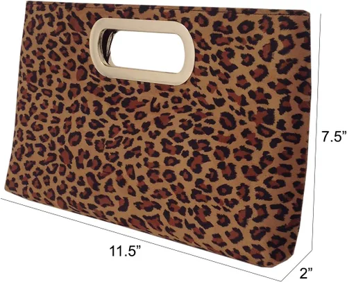 Miniatura 2 de JNB Embrague de leopardo pequeño con asa superior de ante sintético