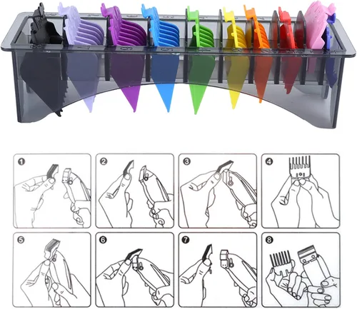 Miniatura 6 de Clipper Guard Holder Organizador con peines, suministros de peluquería, estuche de almacenamiento de peine guía, soporte de guardia de barbero