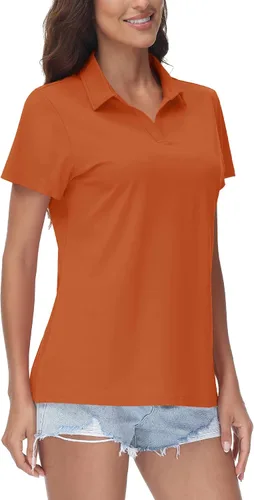 Miniatura 8 de TACVASEN Polo de manga corta con cuello en V para mujer, con protección solar UPF 50+, secado rápido, para golf