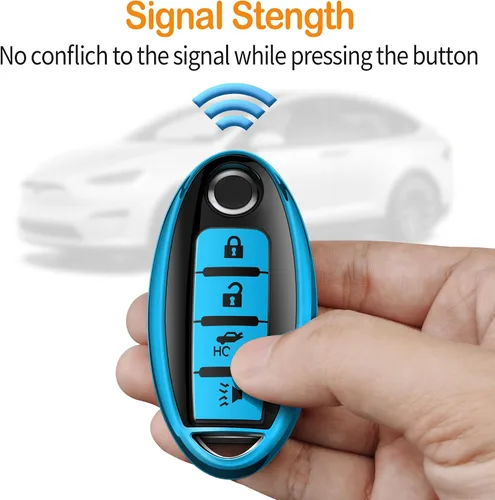 Miniatura 5 de Compatible con Nissan Funda para Llavero con Llavero de Cuero, Funda de Carcasa de Llave de TPU Suave Compatible con Llave Remota Inteligente