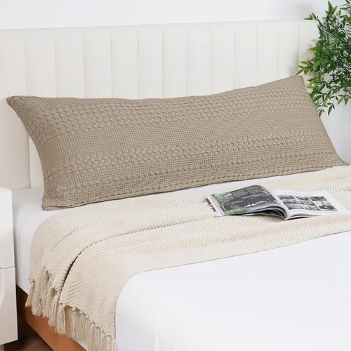 Miniatura 88 de PHF Fundas de almohada con tejido de gofre de 24" x 24", paquete de 2, funda de almohada cuadrada 100% algodón para decoración de ropa de cama, sin