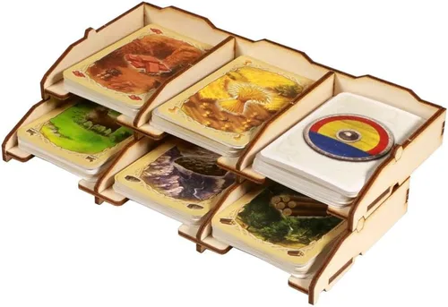 Miniatura 4 de The Broken Token Organizador de juegos compatible con Catan Base Game – Caja organizadora de juegos de madera con múltiples bandejas