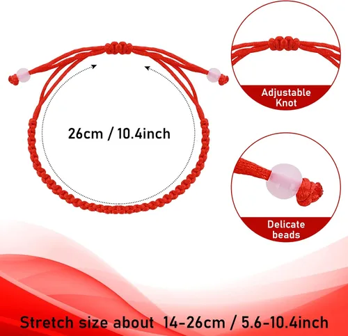 Miniatura 3 de Yolev 8 pulseras de cuerda roja de protección de cordón rojo, pulseras de amuleto hechas a mano, pulsera de amistad anudada Cabalá de la suerte