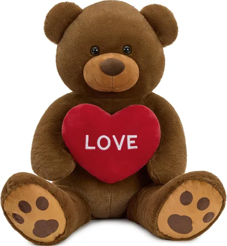 Miniatura 22 de Oso de peluche gigante de 4 pies, color marrón Lifesize Jumbo animal de peluche suave con pajarita y vientre grande para niños y niñas, oso