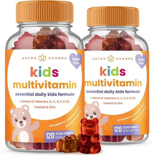 Miniatura 7 de NutraChamps Gomitas multivitamínicas para niños 120 vitaminas gomosas sin azúcar para niños Veganas y sin OMG Fresa, maracuyá, melocotón