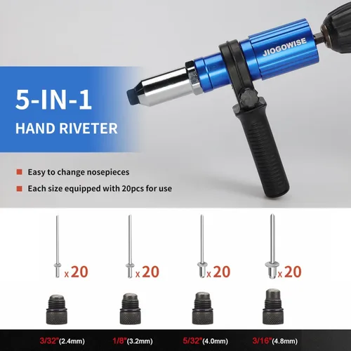 Miniatura 3 de Kit de adaptador de pistola de remache profesional JIOGOWISE, accesorio de remache para taladro eléctrico, fácil procesamiento para trabajo