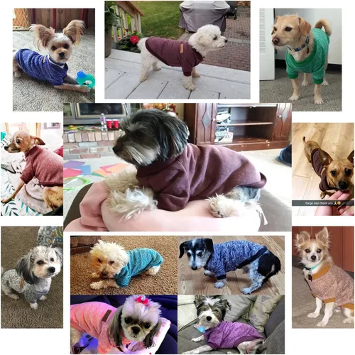 Miniatura 3 de Suéter de punto clásico para perros y mascotas, cálido para invierno, abrigo para mascotas, suéter suave para perros pequeños (XS, marrón)