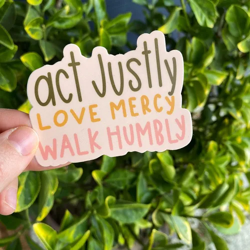 Miniatura 9 de Swaygirls Pegatina cristiana Adhesivo de fe religiosa Actúa con justicia, ama la misericordia, camina humildemente Calcomanías de Dios o Jesús