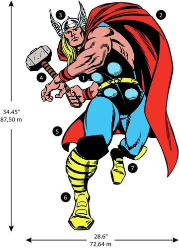 Miniatura 2 de RoomMates RoomMates, RMK5050GM - Calcomanía de pared gigante de cómic de Thor de Marvel