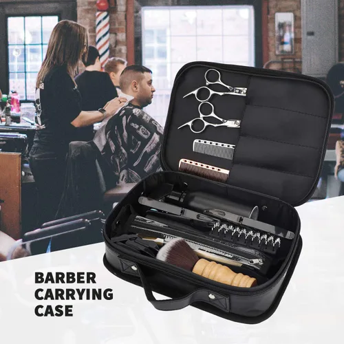 Miniatura 2 de Segbeauty Bolsa de herramientas de peluquería, estuche de transporte de maquillaje de viaje de piel sintética, kit de aseo de corte para peluquería