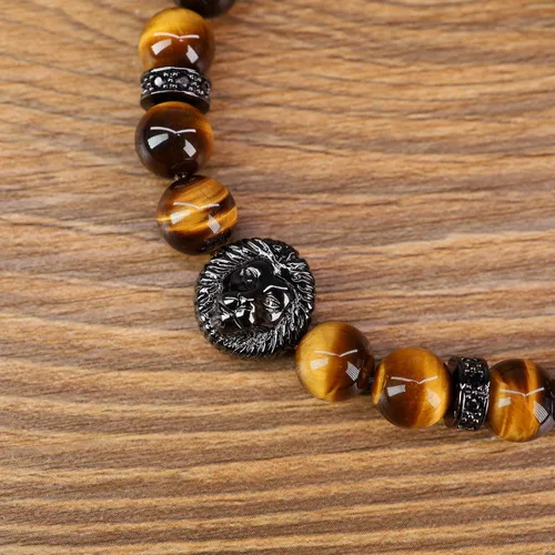 Miniatura 4 de COAI Pulsera de león con cuentas de piedra para hombres y mujeres, Piedra