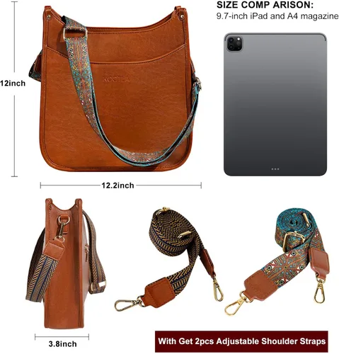 Miniatura 3 de KOGTLA Hobo Crossbody Leather Bags with Guitar Strap for Women