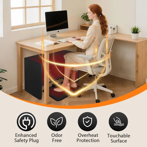 Miniatura 6 de Calentador para debajo del escritorio con tapete calefactable, calentadores de espacio portátiles personales para interiores, calentador de pies