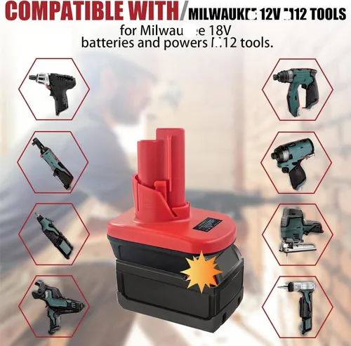 Miniatura 7 de para M18 a para adaptador de batería M12, para convertidor Milwaukee de 18 V a 12 V, convertidor para batería Milwaukee de 18 V a herramientas