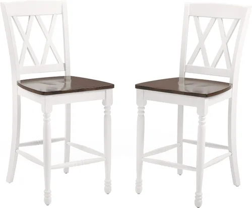 Miniatura 6 de Crosley Furniture Shelby Wood X - Juego de 2 taburetes de bar con altura trasera