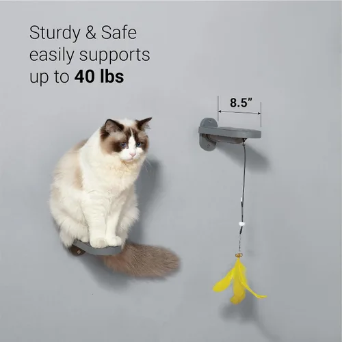 Miniatura 5 de SVD.PET Escalones de pared para gatos (paquete de 2), escaleras para subir con almohadilla de fieltro reemplazable, estantes para gatos con juguete