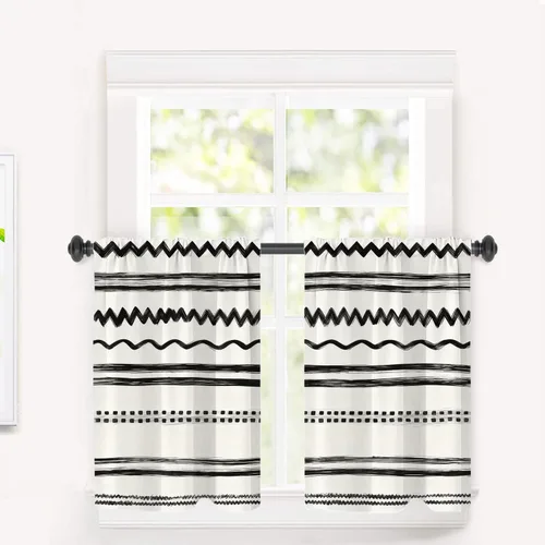 Miniatura 113 de Cortinas opacas de poliéster multicapa para cafetería, con diseño de diamantes, 2 unidades, 26 x 24 pulgadas