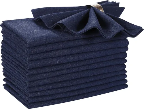 Ramanta Home - Juego de 12 servilletas de tela azul marino de algodón 100% | Servilletas de tela de 18x18 pulgadas | Servilletas de mesa