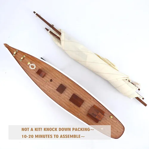 Miniatura 4 de NAUTIMALL 25 "Velero de madera modelo clásico Columbia America's Cup Ship Nautical Yate Sailboat Decor