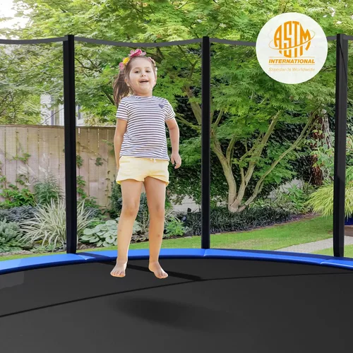 Miniatura 6 de GYMAX - Trampolín recreativo de 8, 10, 12, 14, 15 y 16 pies, con red de seguridad y escalera, certificado por ASTM, trampolín para exteriores