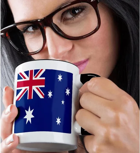 Miniatura 2 de 3dRose mug_4559_4 Australian Flag - Taza negra de dos tonos, multicolor, 11 onzas