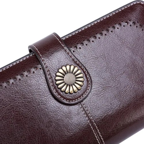 Miniatura 5 de KELEEL Cartera de cuero genuino con bloqueo RFID para mujer, Coffee), BCPLW2