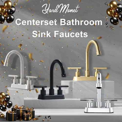 Miniatura 2 de Grifos de baño negros, grifo de lavabo de baño de 2 asas, grifo de lavabo de baño central de 4 pulgadas con drenaje desplegable y líneas de Negro