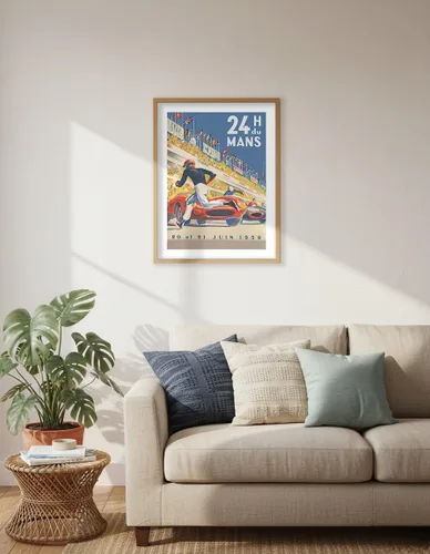 Miniatura 6 de 1959 Grand Prix - 24 horas de Le Mans Francia - Carreras de resistencia - Póster de carreras de coches vintage por Michel Bélignod c.1959
