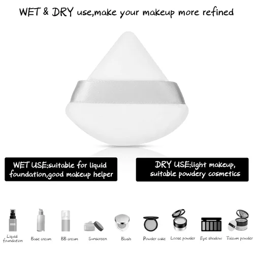 Miniatura 7 de Almohadillas de maquillaje triangulares para la cara, suaves, para polvos sueltos, polvos minerales y polvo corporal, herramienta de maquillaje, 10
