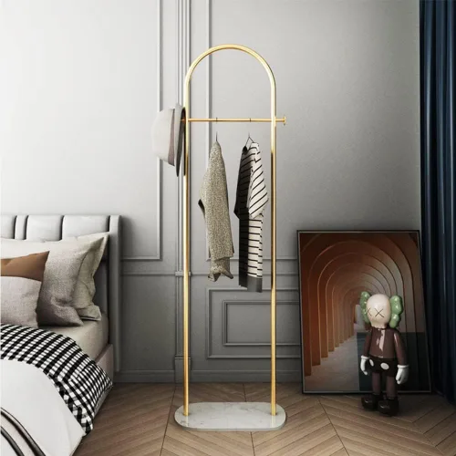 Miniatura 8 de HKaikzo Perchero dorado, moderno perchero con base de mármol, percheros resistentes independientes, puede colgar ropa, sombrero, bufanda, organizar
