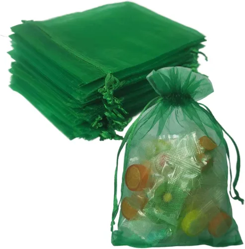 Miniatura 34 de Bolsas de regalo de organza de 5 x 7 pulgadas con cordón para joyas, dulces, flores de lavanda secas, 100 bolsitas rojas, bolsa de malla de tela
